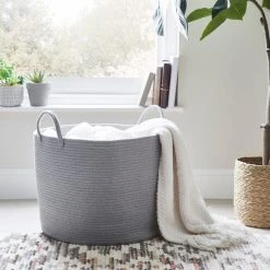 Dunelm Large Grey Rope Basket