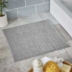 Dunelm Silver Mini Bobble Shower Mat