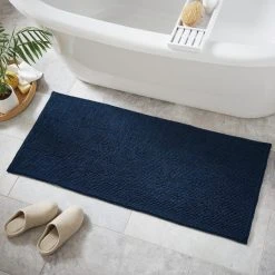 Dunelm Navy Mini Bobble Bath Runner