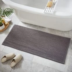 Dunelm Stone Mini Bobble Bath Runner