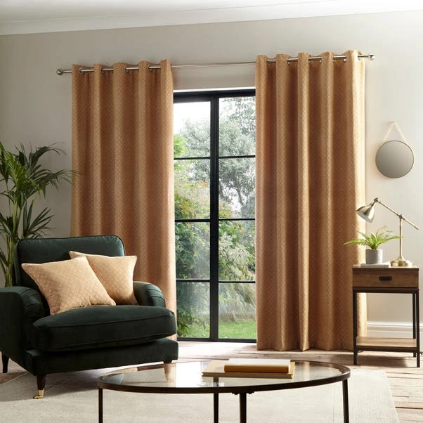 Dunelm Cheyenne Ochre Eyelet Curtains 4 Dunelm Cheyenne Ochre Eyelet Curtains - Image 2