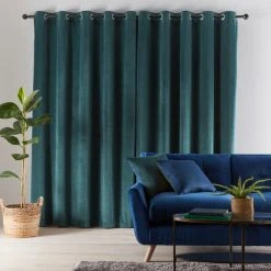 Dunelm Reversible Peacock Green And Navy Velour Eyelet Curtains 12 Dunelm Reversible Peacock Green And Navy Velour Eyelet Curtains -Dunelm Sales Store 30687249 alt04