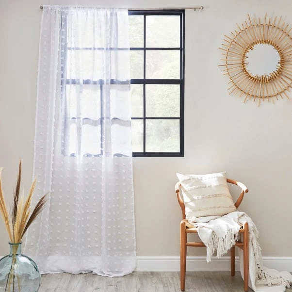 Dunelm Tufted White Slot Top Voile 4 Dunelm Tufted White Slot Top Voile - Image 2