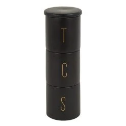 Dunelm Set Of 3 Matt Black Stacking Canisters