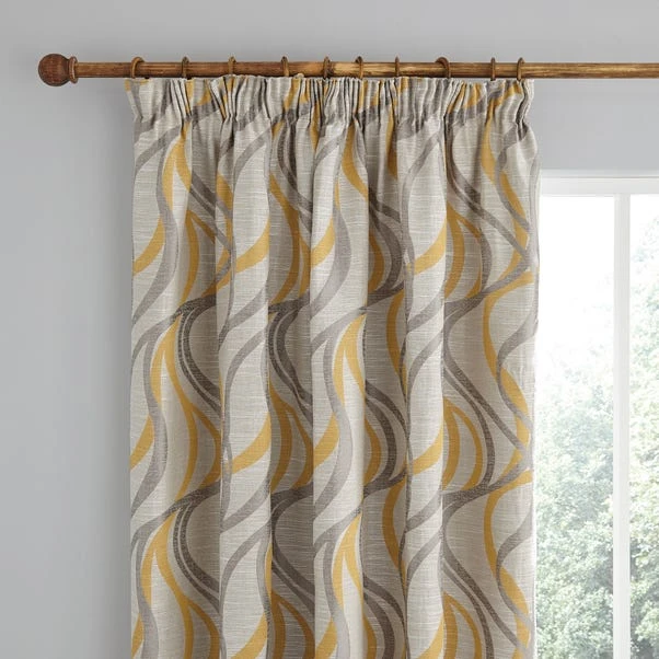 Dunelm Mirage Ochre Pencil Pleat Curtains 3 Dunelm Mirage Ochre Pencil Pleat Curtains