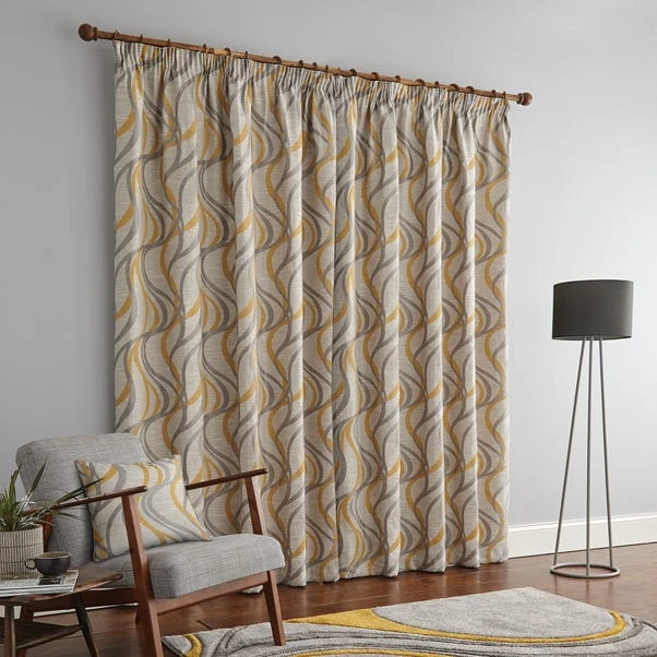 Dunelm Mirage Ochre Pencil Pleat Curtains 6 Dunelm Mirage Ochre Pencil Pleat Curtains - Image 4