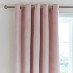 Dunelm Ashford Blush Velour Eyelet Curtains