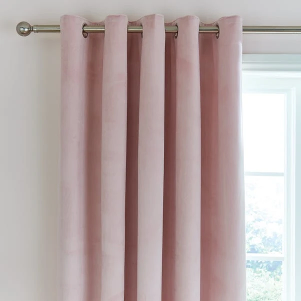 Dunelm Ashford Blush Velour Eyelet Curtains 3 Dunelm Ashford Blush Velour Eyelet Curtains