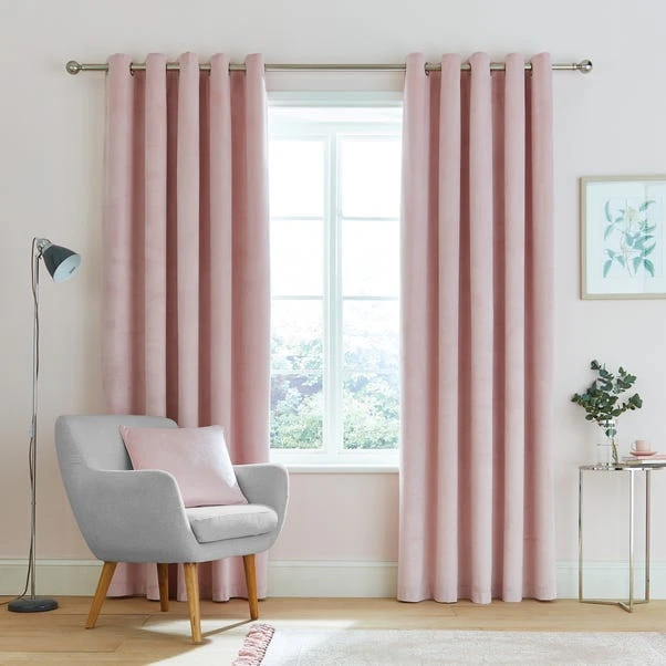 Dunelm Ashford Blush Velour Eyelet Curtains 4 Dunelm Ashford Blush Velour Eyelet Curtains - Image 2