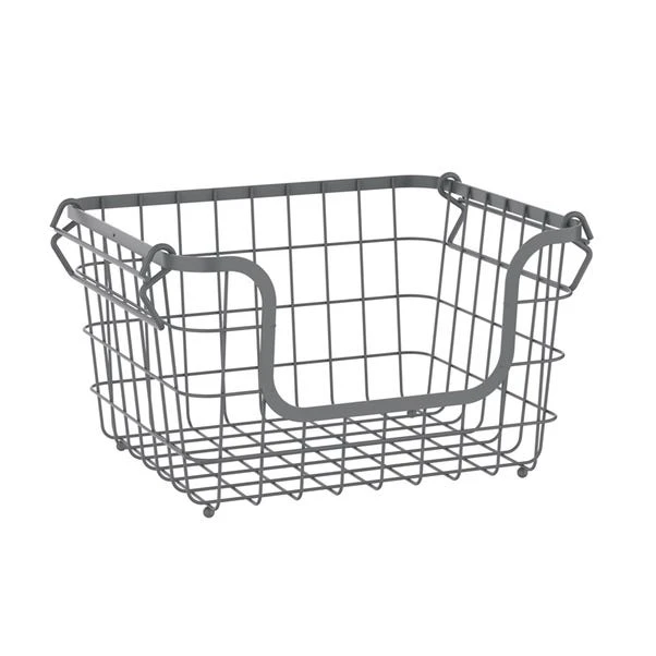 Dunelm Grey Stackable Wire Basket 3 Dunelm Grey Stackable Wire Basket