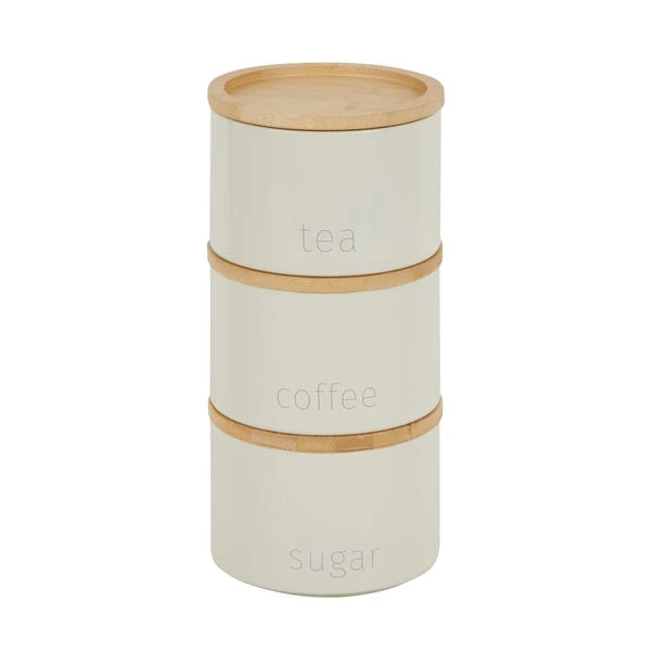 Dunelm Set Of 3 Cream Metal Stacking Canisters 3 Dunelm Set Of 3 Cream Metal Stacking Canisters