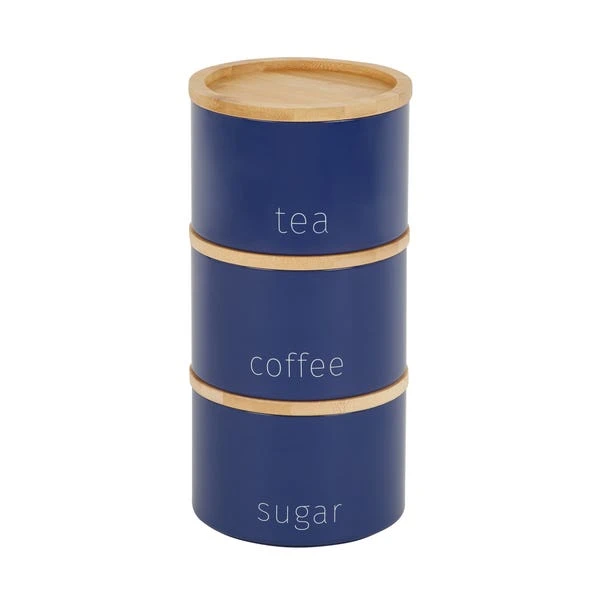 Dunelm Set Of 3 Navy Metal Stacking Canisters 3 Dunelm Set Of 3 Navy Metal Stacking Canisters