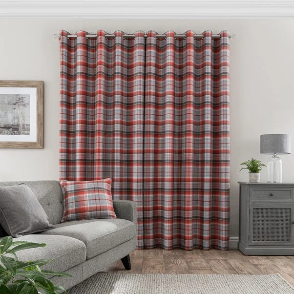 Dunelm Inverness Check Red Eyelet Curtains 6 Dunelm Inverness Check Red Eyelet Curtains - Image 4