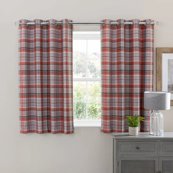Dunelm Inverness Check Red Eyelet Curtains 7 Dunelm Inverness Check Red Eyelet Curtains - Image 5