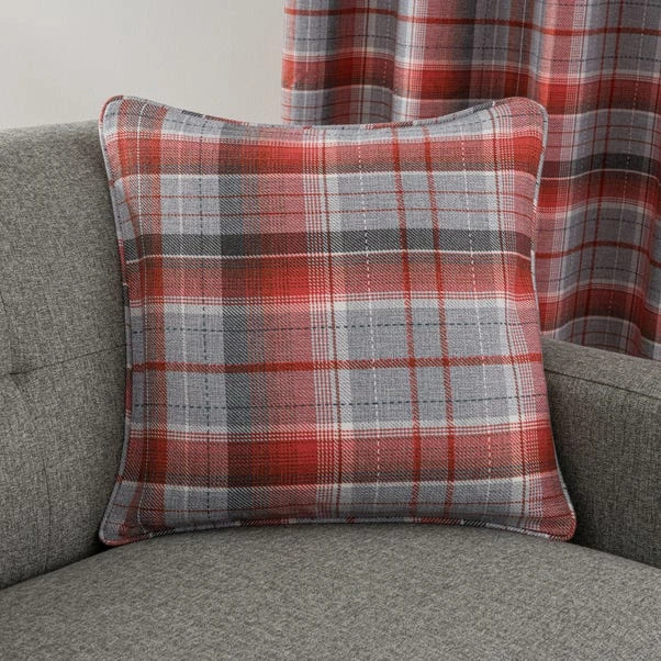 Dunelm Inverness Check Red Eyelet Curtains 8 Dunelm Inverness Check Red Eyelet Curtains - Image 6