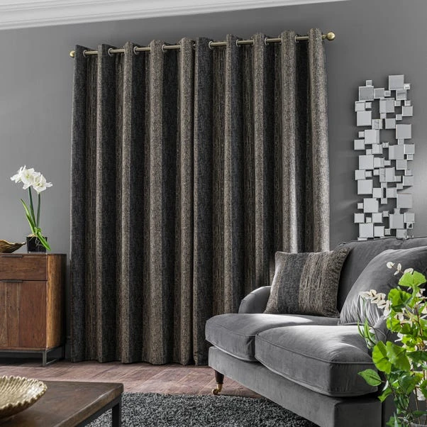 Dunelm Alexandria Stripe Charcoal Eyelet Curtains 6 Dunelm Alexandria Stripe Charcoal Eyelet Curtains - Image 4