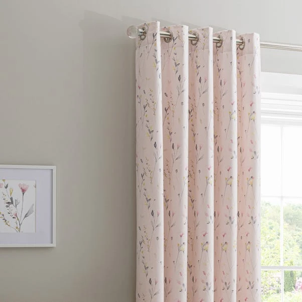 Dunelm Fiori Pink Blackout Eyelet Curtains 3 Dunelm Fiori Pink Blackout Eyelet Curtains