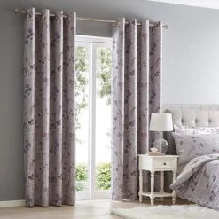 Dunelm Oriental Bird Purple Blackout Eyelet Curtains 8 Dunelm Oriental Bird Purple Blackout Eyelet Curtains -Dunelm Sales Store 30690975 alt01