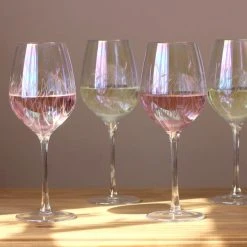 Dunelm Set Of 4 Cut Lustre Wine Glasses