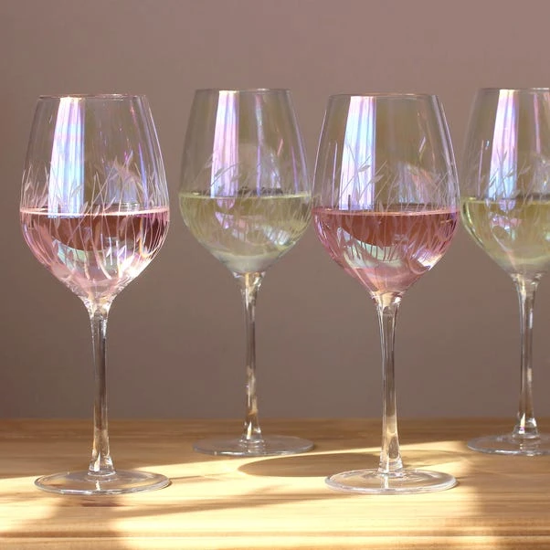 Dunelm Set Of 4 Cut Lustre Wine Glasses 3 Dunelm Set Of 4 Cut Lustre Wine Glasses