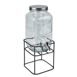 Dunelm 3.3L Glass Drinks Dispenser With Infuser And Stand