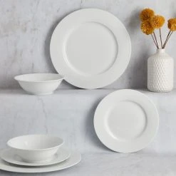 Dunelm Purity Rim 12 Piece Dinner Set