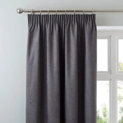 Dunelm Luna Charcoal Blackout Pencil Pleat Curtains