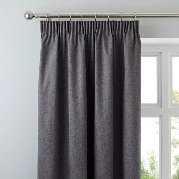 Dunelm Luna Charcoal Blackout Pencil Pleat Curtains 3 Dunelm Luna Charcoal Blackout Pencil Pleat Curtains