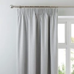 Dunelm Luna Brushed Dove Grey Blackout Pencil Pleat Curtains