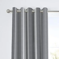 Fusion Whitworth Striped Grey Eyelet Curtains