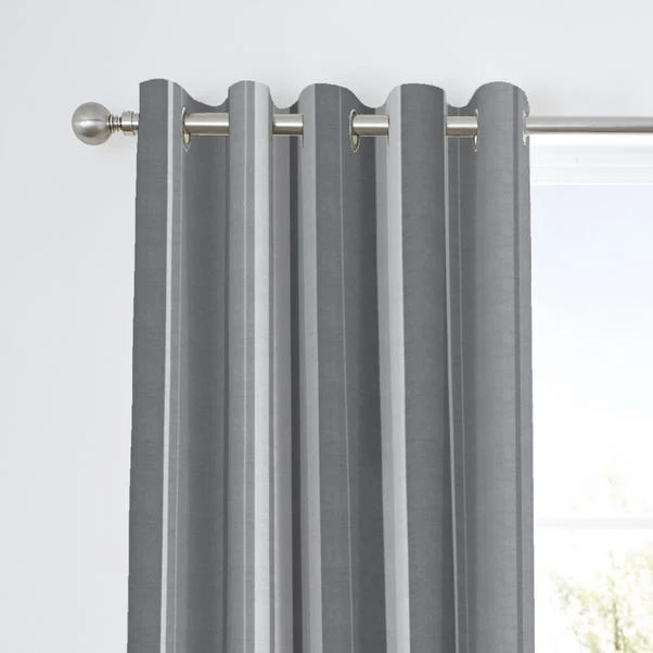 Fusion Whitworth Striped Grey Eyelet Curtains 3 Fusion Whitworth Striped Grey Eyelet Curtains