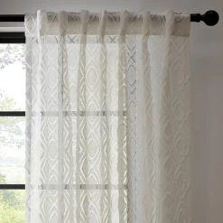 Dunelm Tufted Diamond Slot Top White Voile