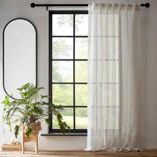 Dunelm Tufted Diamond Slot Top White Voile 4 Dunelm Tufted Diamond Slot Top White Voile - Image 2