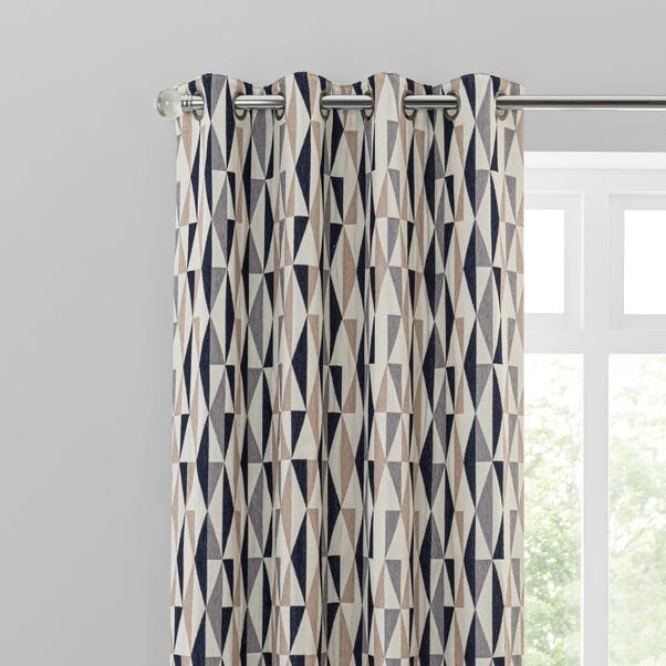 Dunelm Elements Triangles Navy Eyelet Curtains 3 Dunelm Elements Triangles Navy Eyelet Curtains