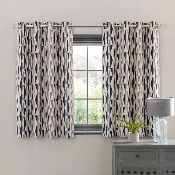 Dunelm Elements Triangles Navy Eyelet Curtains 7 Dunelm Elements Triangles Navy Eyelet Curtains - Image 5