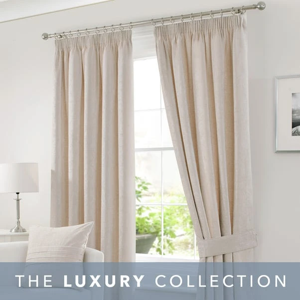 Luxury Collection Chenille Cream Pencil Pleat Curtains 4 Luxury Collection Chenille Cream Pencil Pleat Curtains - Image 2