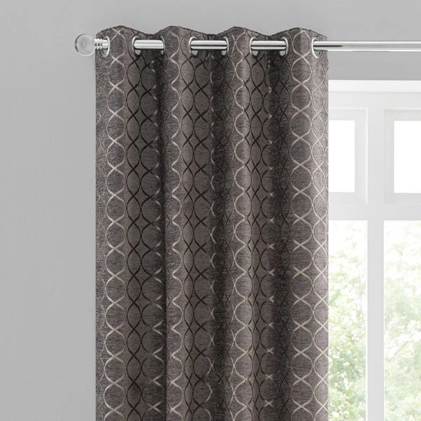 Luxury Collection Chenille Ogee Charcoal Eyelet Curtains 3 Luxury Collection Chenille Ogee Charcoal Eyelet Curtains