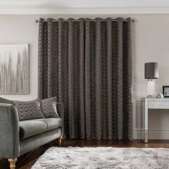 Luxury Collection Chenille Ogee Charcoal Eyelet Curtains 11 Luxury Collection Chenille Ogee Charcoal Eyelet Curtains -Dunelm Sales Store 30707774 alt04