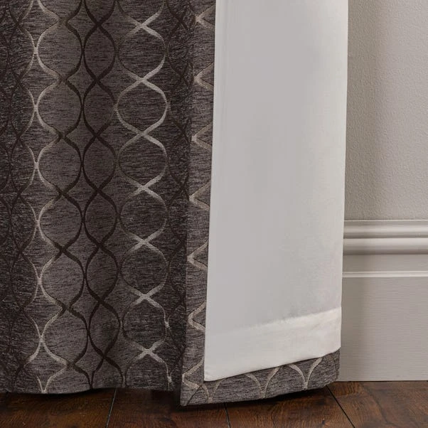 Luxury Collection Chenille Ogee Charcoal Eyelet Curtains 8 Luxury Collection Chenille Ogee Charcoal Eyelet Curtains - Image 6