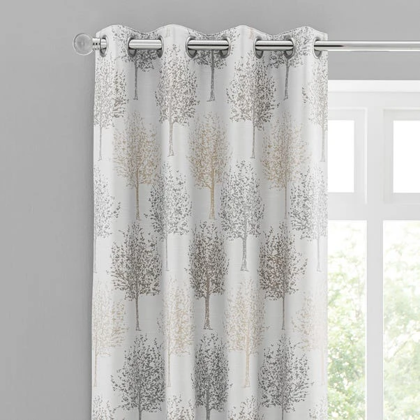 Luxury Collection Jacquard Trees Dove Grey Eyelet Curtains 3 Luxury Collection Jacquard Trees Dove Grey Eyelet Curtains