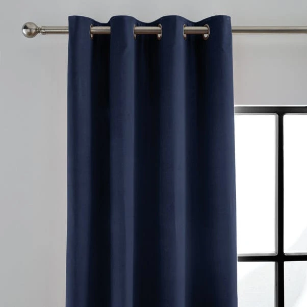Luxury Collection Peyton Indigo Blue Velvet Eyelet Curtains 3 Luxury Collection Peyton Indigo Blue Velvet Eyelet Curtains