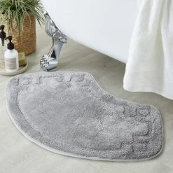 Dunelm Luxury Cotton Oval Silver Bath Mat