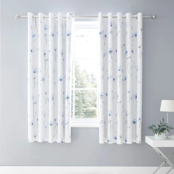 Dunelm Maddie Blue Blackout Eyelet Curtains 4 Dunelm Maddie Blue Blackout Eyelet Curtains - Image 2