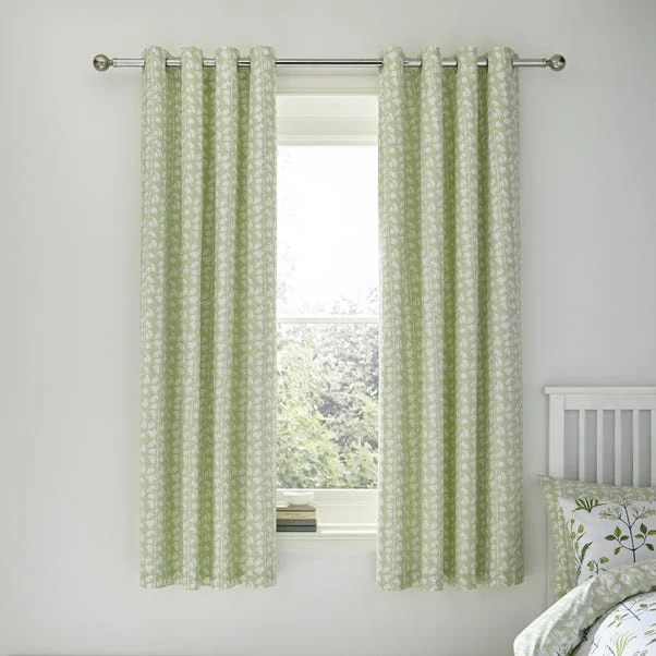 Dunelm Florentina Green Blackout Eyelet Curtains 4 Dunelm Florentina Green Blackout Eyelet Curtains - Image 2