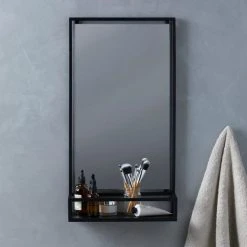 Dunelm London Matt Black Bathroom Mirror And Shelf