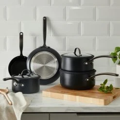 Dunelm Elements Black 5 Piece Pan Set