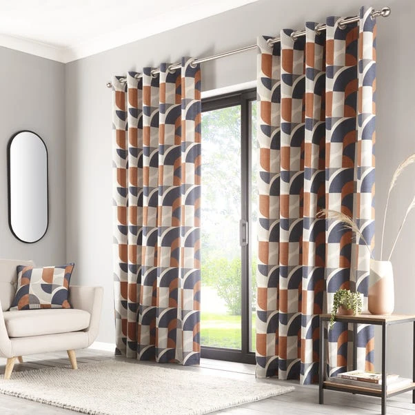 Dunelm Elements Marne Navy Eyelet Curtains 4 Dunelm Elements Marne Navy Eyelet Curtains - Image 2