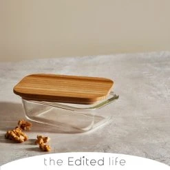 The Edited Life Glass Food Storage With Bamboo Lids Rectangular 350ML