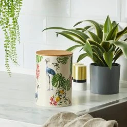 Dunelm Crane Tropics Metal Kitchen Canister