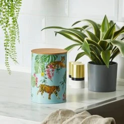 Dunelm Tiger Tropics Metal Kitchen Canister